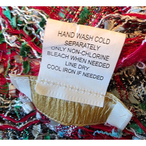 Collection Eighteen Red Green White Silver Plaid Infinity Scarf O/S Christmas - Picture 4 of 4